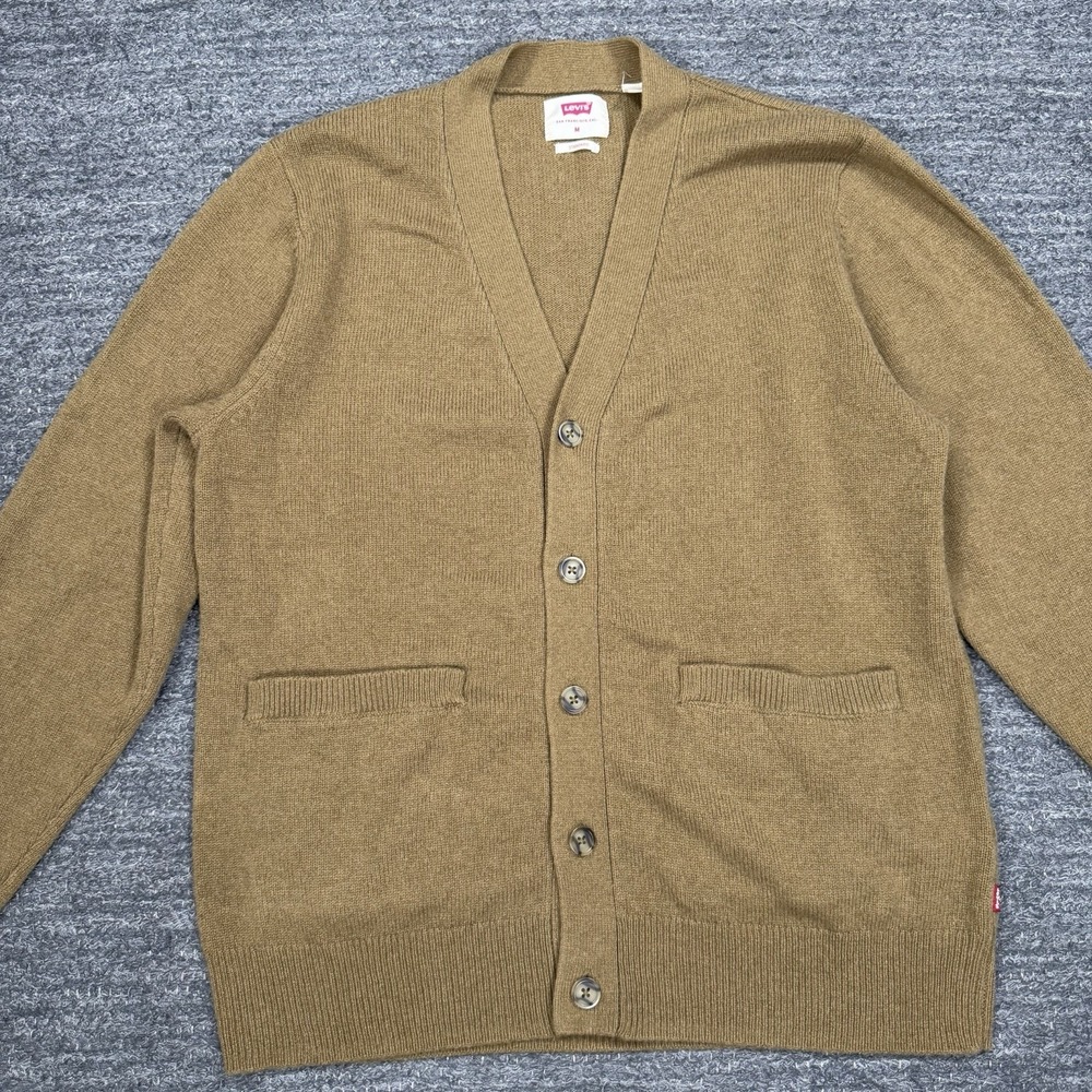 Levis Richmond Cardigan Sweater Men Medium Brown Preppy Classic Hipster Wool